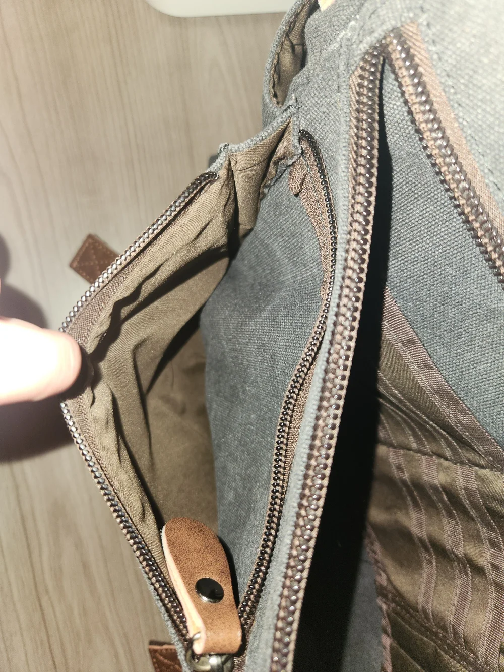 Gray Canvas Messenger Bag for Men - Casual Everyday Work Bag